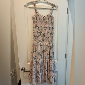 Saylor Althea Dress Women's Size Small Floral Smocked Tiered Ruffle Midi Dress